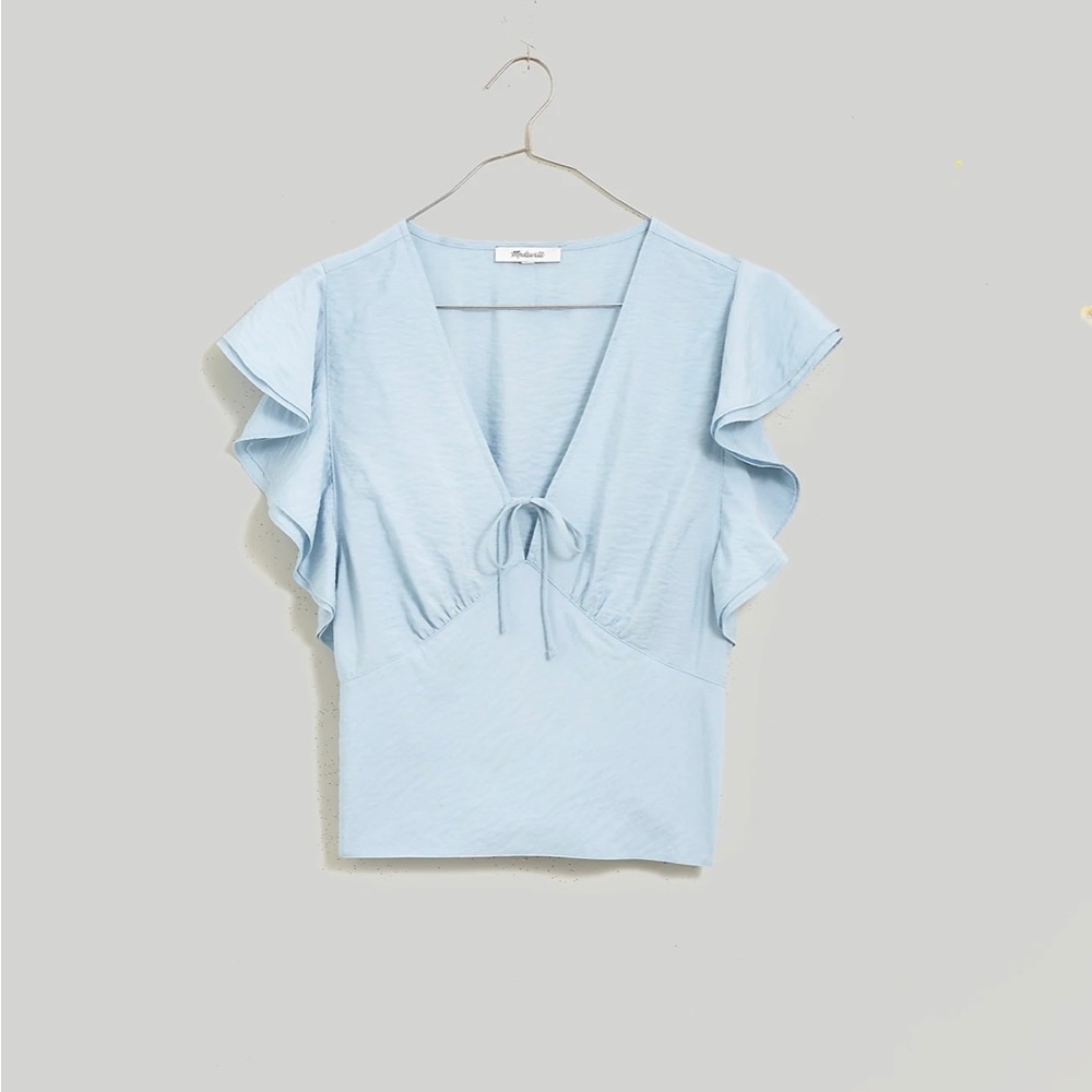 MADEWELL - Tie-Front Flutter Sleeve Top